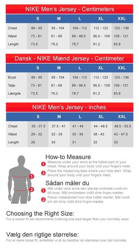Nike Jerseys Size Chart