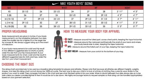 Nike Youth Size Chart
