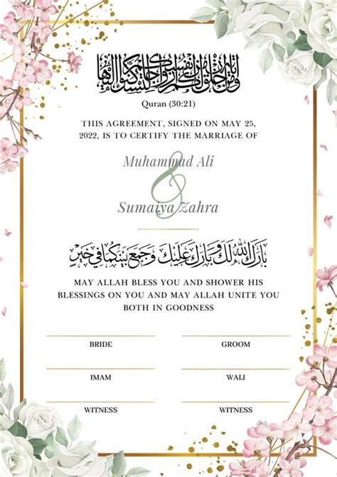 Nikkah Contract Template