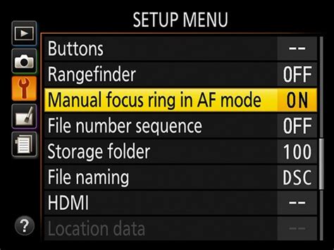 Nikon Autofocus Manual Override