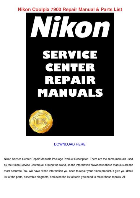 Nikon Coolpix 7900 Service Repair Manual Parts List