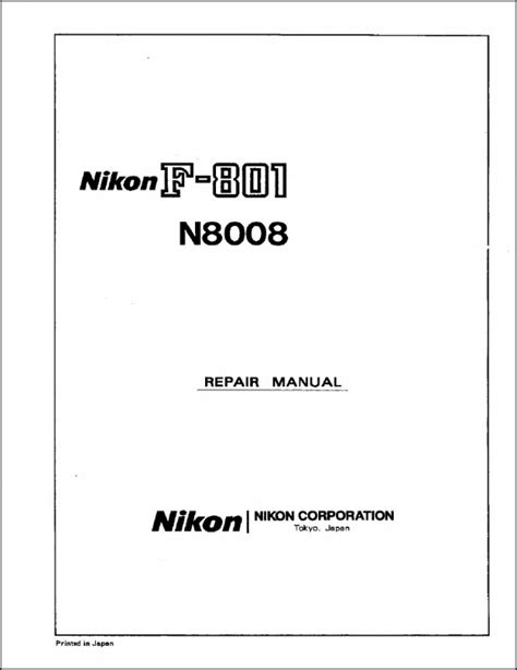 Nikon F 801 N8008 Service Repair Parts List Manual Download