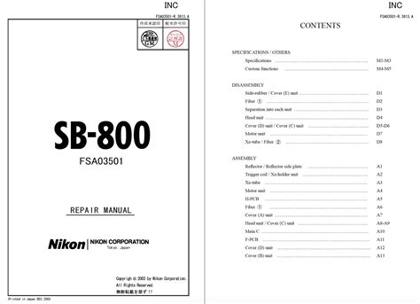 Nikon Speedlight Sb 800 Flash Service And Repair Manual