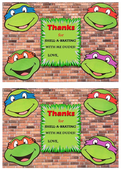 Ninja Turtles Thank You Card Printable