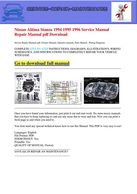 Nissan Altima Stanza 1994 1995 1996 Service Manual Repair Manual Pdf Download