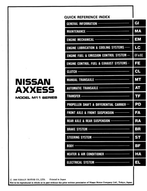 Nissan Axxess 1990 Complete Workshop Service Manual
