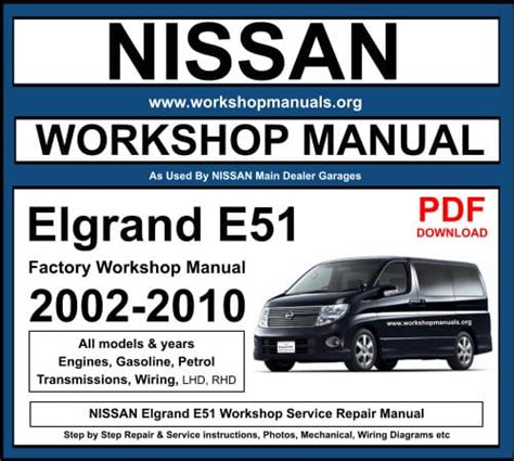 Nissan El Grand Workshop Manual In English