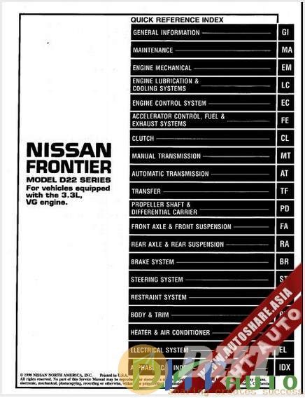 Nissan Frontier 1999 Vg Workshop Service Manual