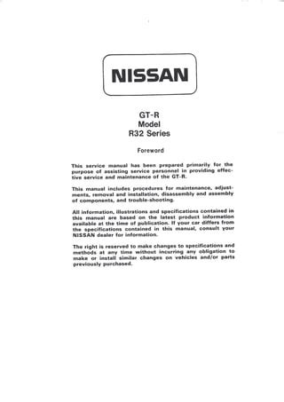 Nissan Gt R R32 Factory Service Repair Manual Download