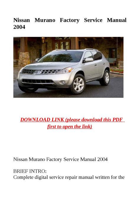 Nissan Murano Factory Service Manual 2004