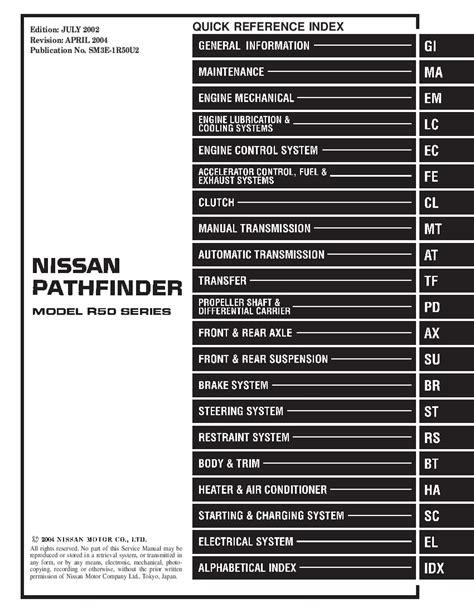 Nissan Pathfinder Full Service Repair Manual 1999
