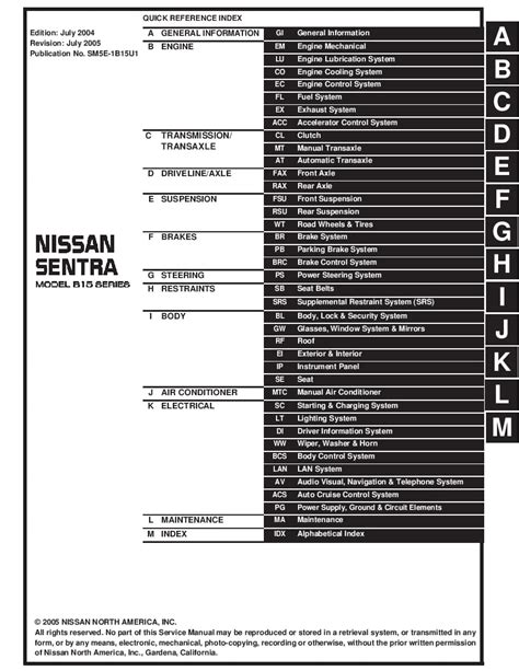 Nissan Sentra Full Service Repair Manual 2005