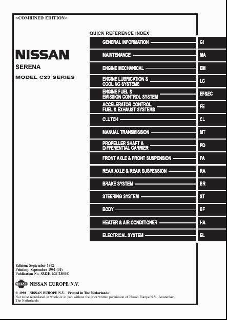 Nissan Serena Automatic Service Manual