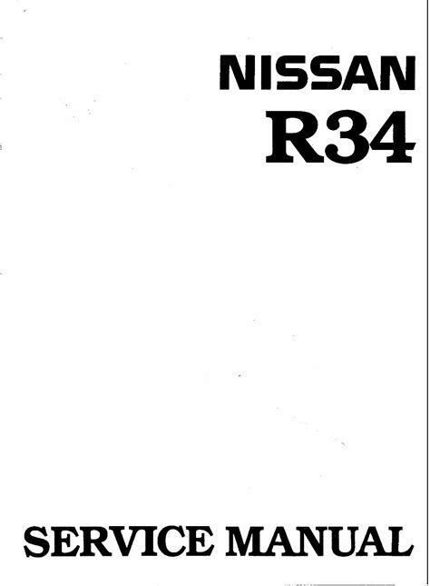 Nissan Skyline R34 Gtr Car Workshop Manual Repair Manual Service Manual Download