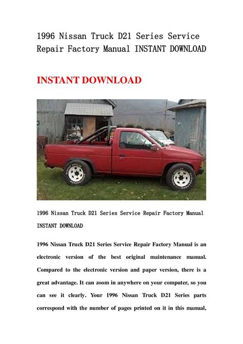 Nissan Truck Model D21 Series Full Service Repair Manual 1996