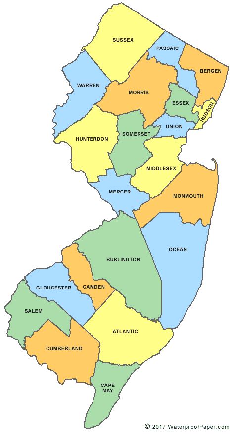 Nj County Map Printable
