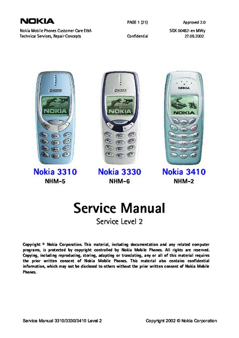 Nokia 3310 3330 3410 Cellphone Service Manual