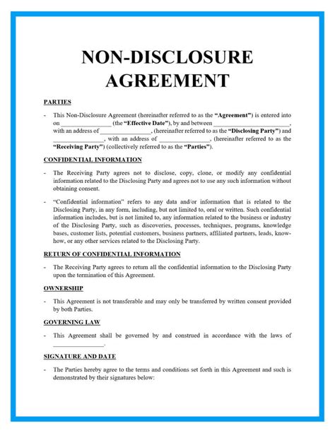 Non Disclosure Agreement Template