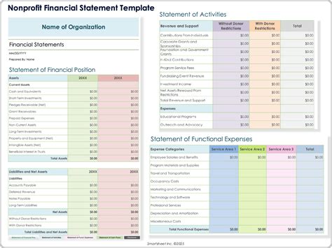 Nonprofit Financial Statements Template Excel Free Download