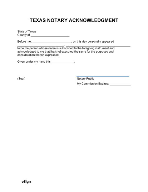 Notary Public Texas Template