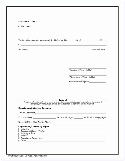 Notary Signature Block Template