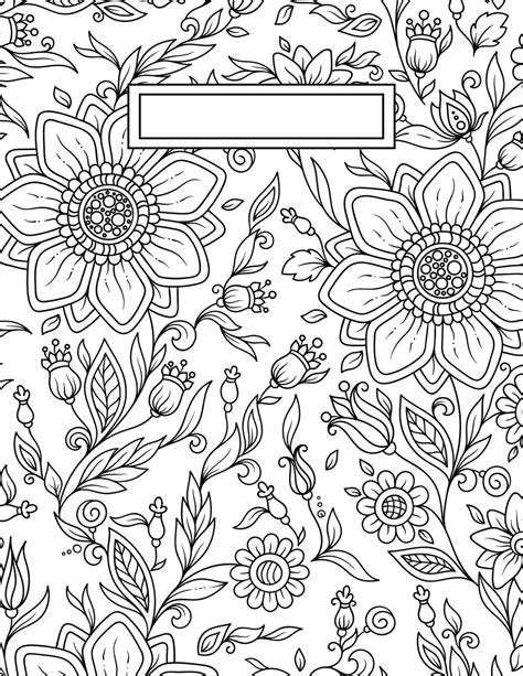 Notebook Cover Free Printable Coloring Page Binder Cover Printable