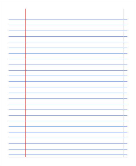 Notebook Paper Template Printable