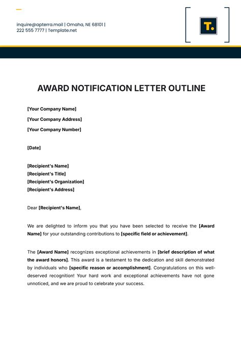 Notice Of Award Template