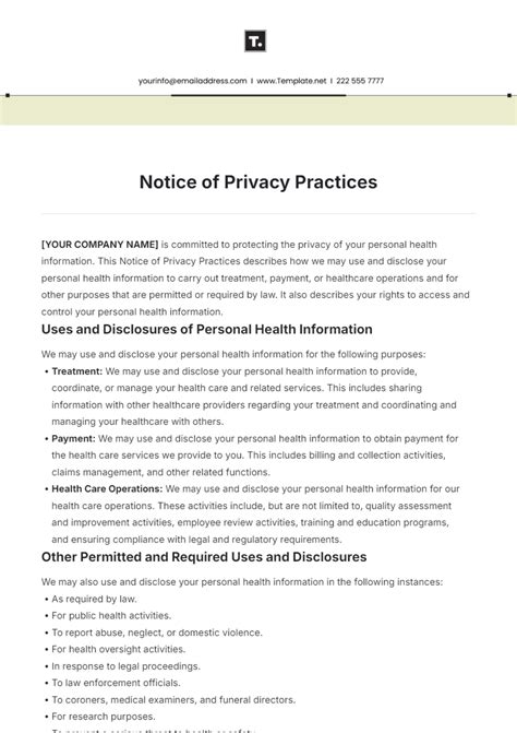 Notice Of Privacy Practices Template Word
