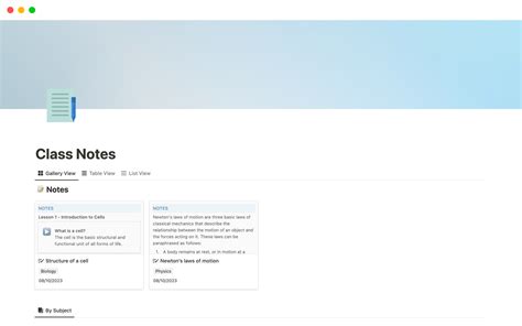 Notion Notes Template