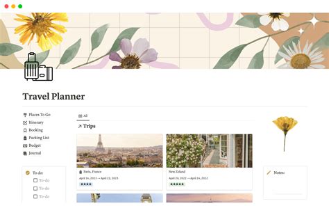 Notion Travel Planner Template