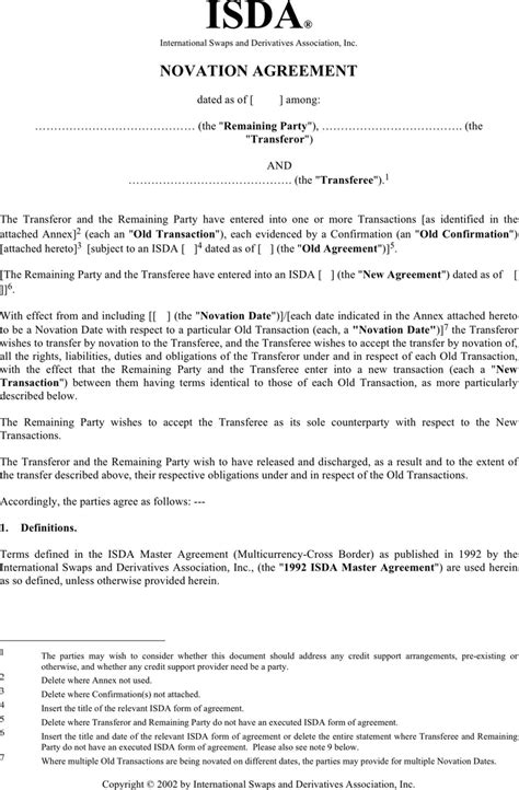 Novation Contract Template
