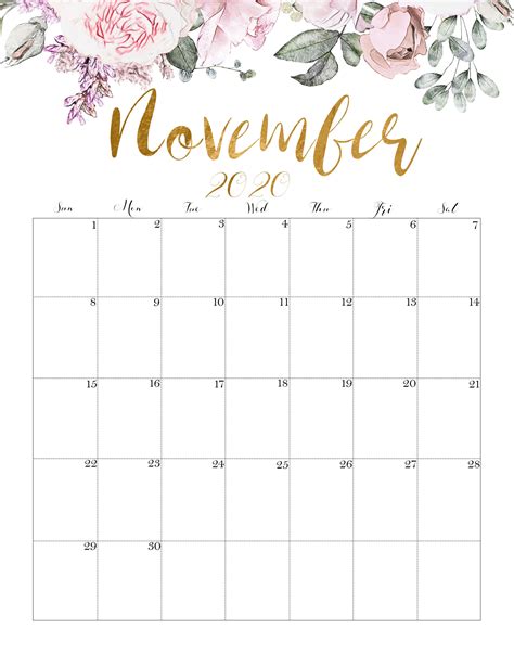 November Schedule Printable