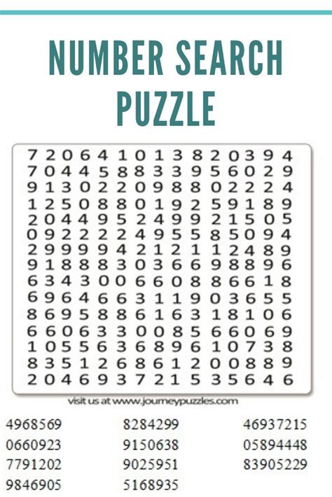 Number Search Puzzles Printable