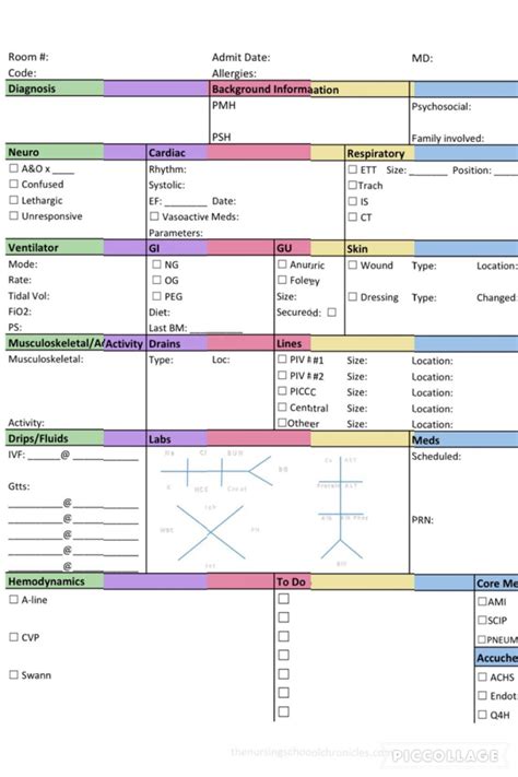 Nurse Brain Sheet Template