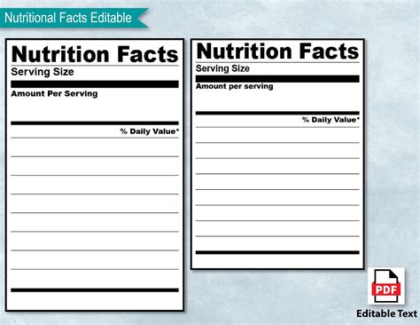 Nutrition Facts Template Blank