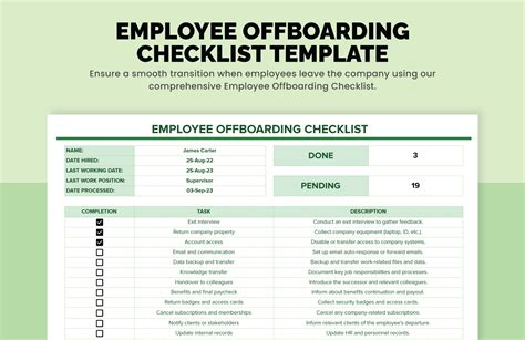 Offboarding Checklist Template Word
