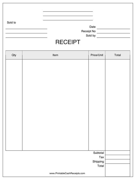 Official Receipt Template Word