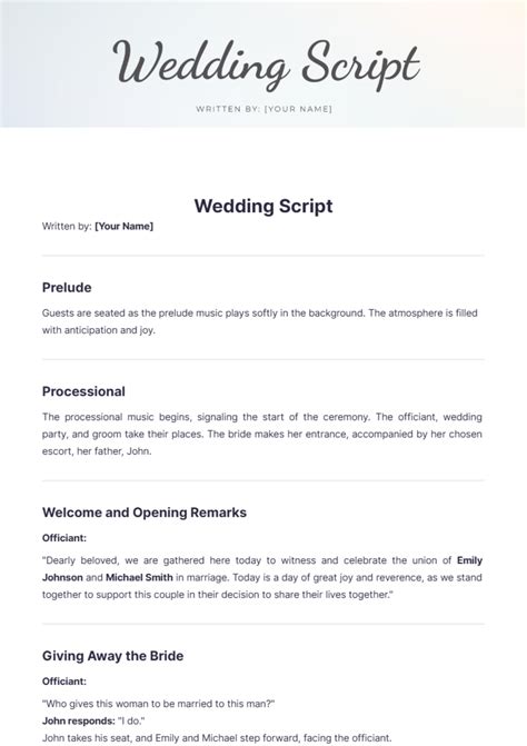 Officiant Script Template