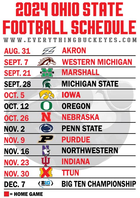 Ohio State Football Schedule Printable