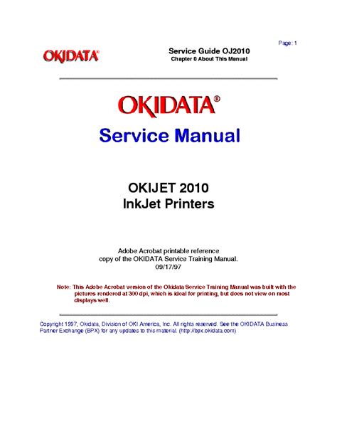 Okidata Okijet 2500 Ink Jet Printer Service Repair Manual