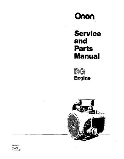 Onan Bg Series Engine Service Repair Workshop Manual Download