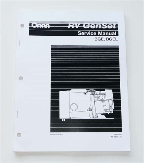 Onan Bge Bgel Service Manual Cummins Onan Generator Repair Book 965 0530