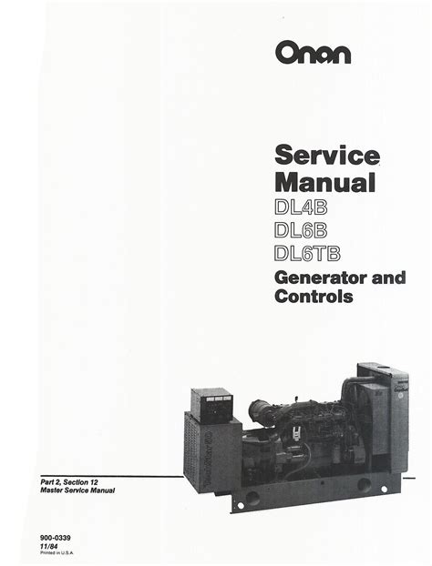 Onan Dl4b Dl6b Dl6tb Service Manual Cummins Onan Generator Repair Book 900 0339