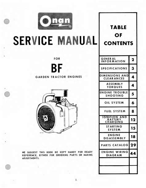 Onan Engines Bf Parts And Service Manual