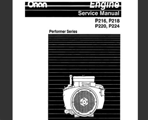 Onan P216 P218 P220 P224 Performer Series Service Repair Workshop Manual Download