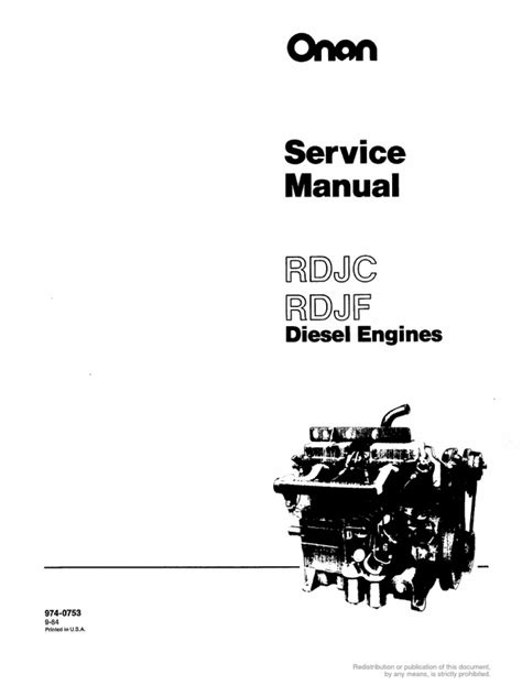 Onan Rdjc Engine Service Repair Maintenance Overhaul Shop Manual 974 0753