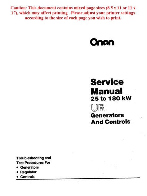 Onan Ur Series Service Manual Cummins Onan Generator Repair Book 900 0150