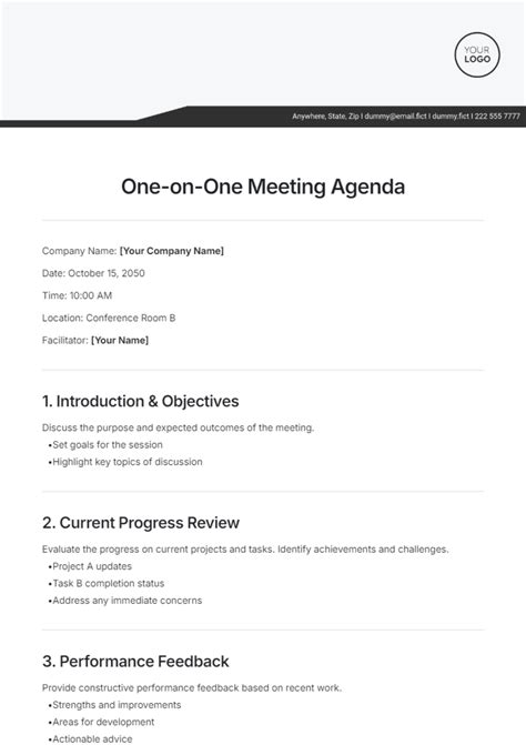 One One One Meeting Agenda Template