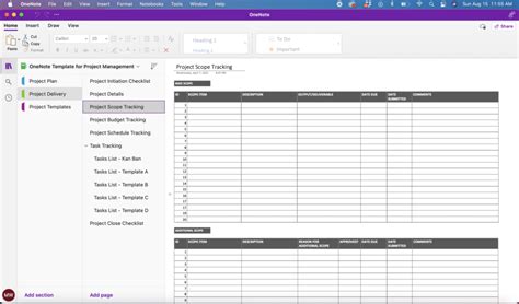 Onenote Task Tracker Template